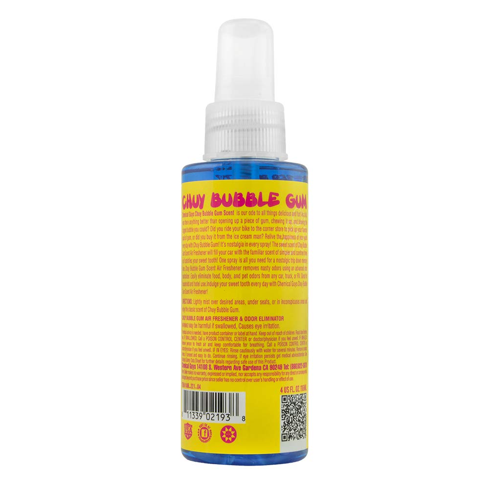 Chemical Guys Air_221_04 Chuy Bubble Gum - Ambientador y eliminador de Oder de Alta Calidad, Aroma a chicles (Ideal para Automóviles, Camiones, SUV, vehículos recreativos y más) 4 onzas líquidas