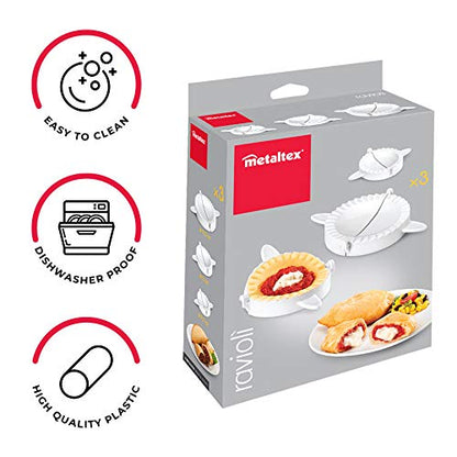 Metaltex Ravioli - Prensas para raviolis (3 unidades), color blanco