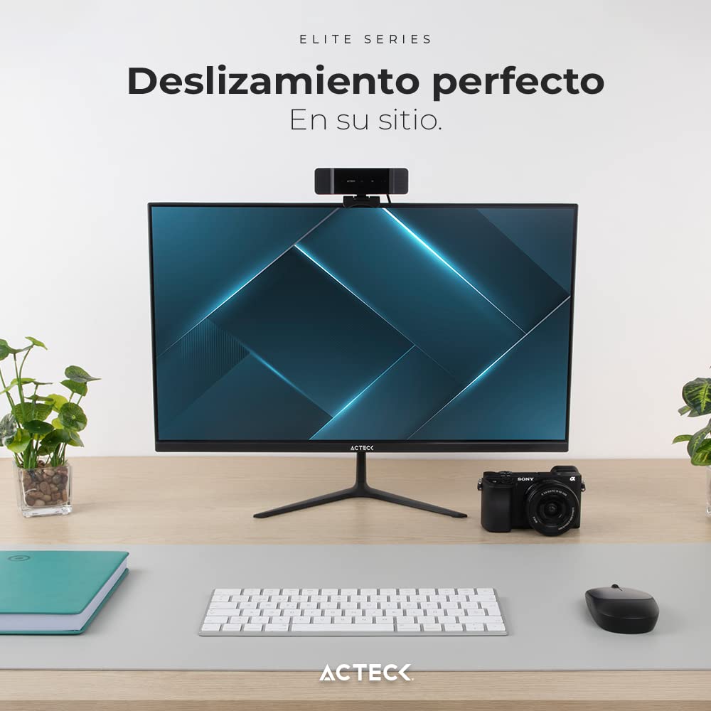 Acteck Tapete para Escritorio Vibe Leather TP670 / Doble Cara Acabado de Piel Sintetica 100% Vegana + 90x40cm Grafito + Gris Claro Elite Series