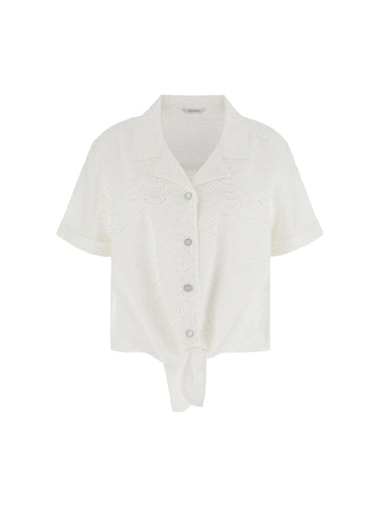 Guess Blusa Sharon de Manga Corta con ojillos