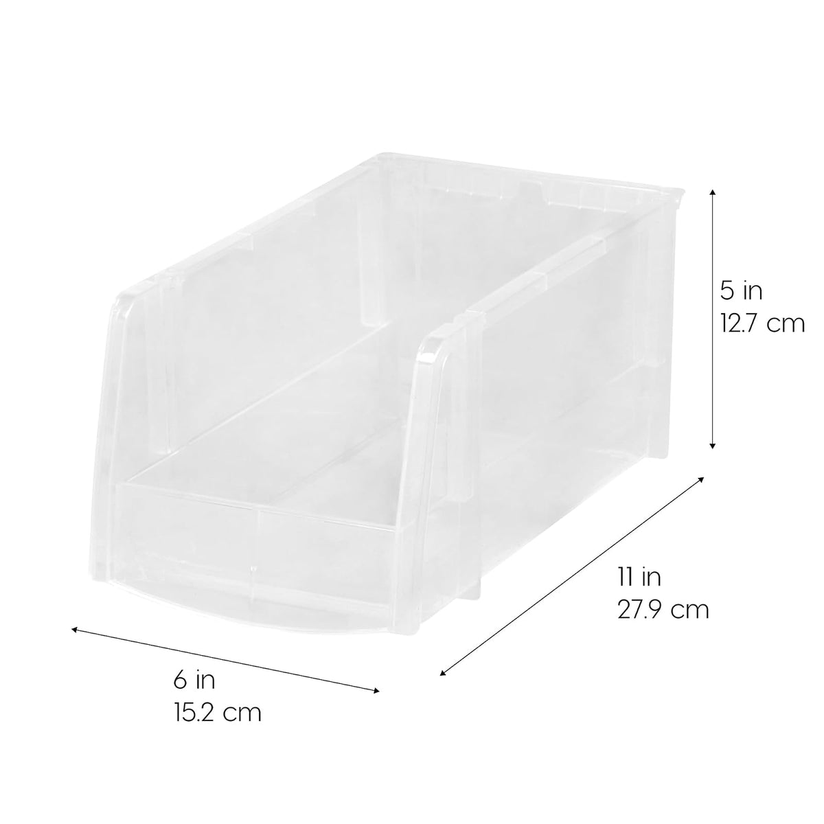 IRIS USA Paquete de 4 Cajas de Almacenamiento con Frente Abierto, Apilables, Organizador para Cocina, Aula u Oficina, Transparente
