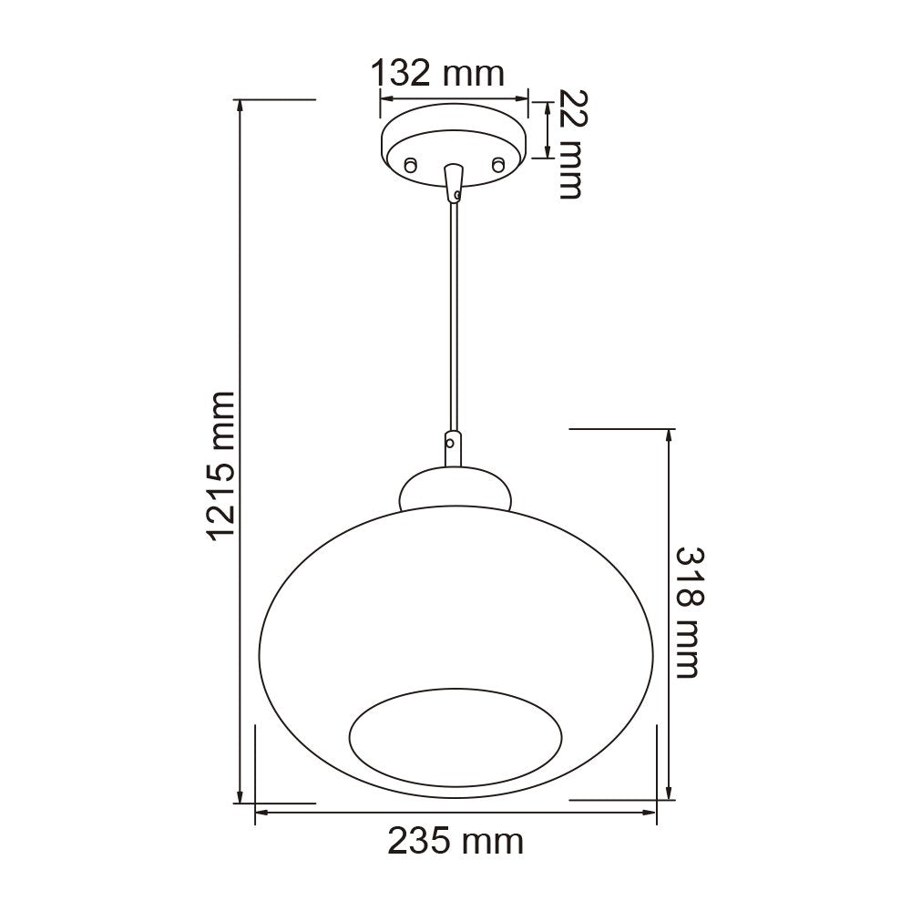 Tecnolite Lámpara Colgante, Base E27, Luz Colgante de Techo Moderno, Cristal Opalino, 100 - 240 V,