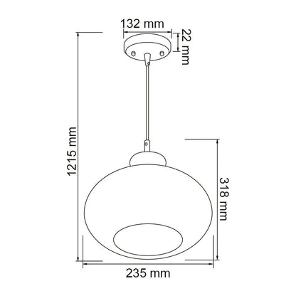 Tecnolite Lámpara Colgante, Base E27, Luz Colgante de Techo Moderno, Cristal Opalino, 100 - 240 V,