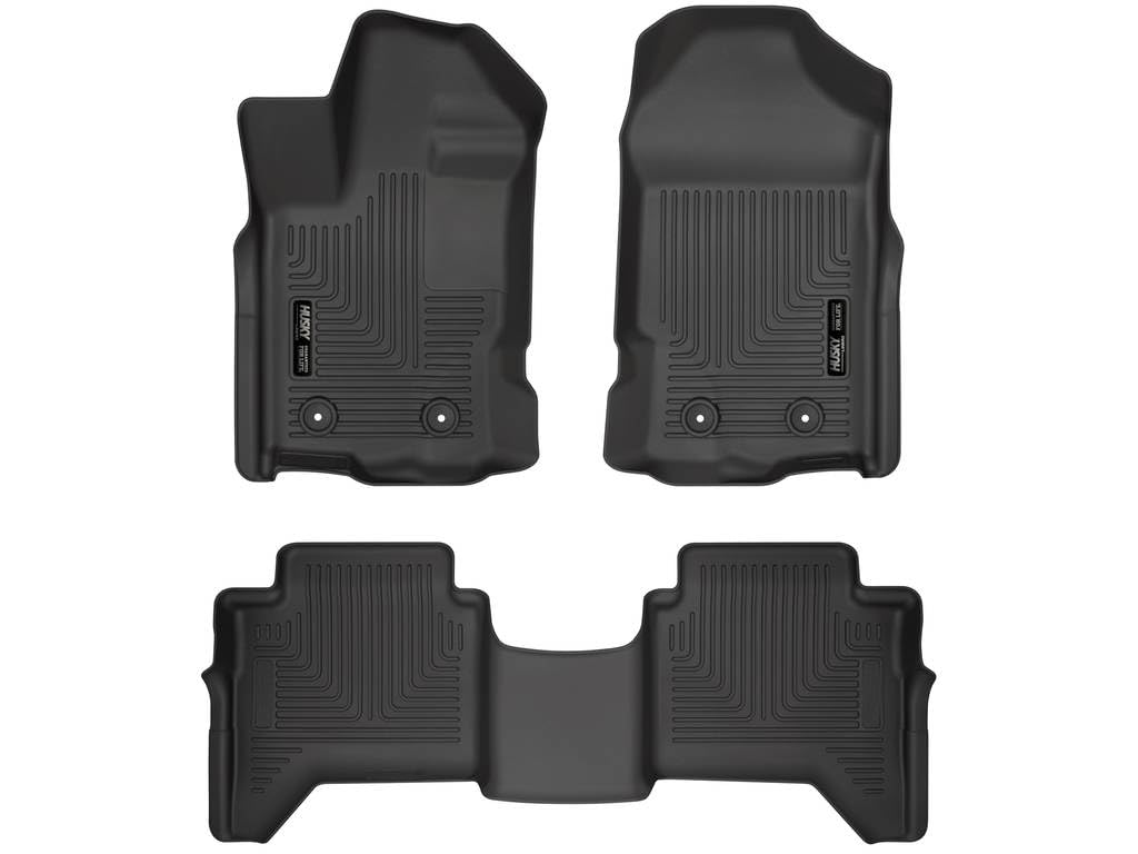 Husky Liners Weatherbeater - Alfombrillas para Ford Ranger SuperCrew 2019-2023 | Fila Delantera y 2da, 3 Piezas, Color Negro - 94101 - Weatherbeater - Front-2nd-SprCrew - Negro -