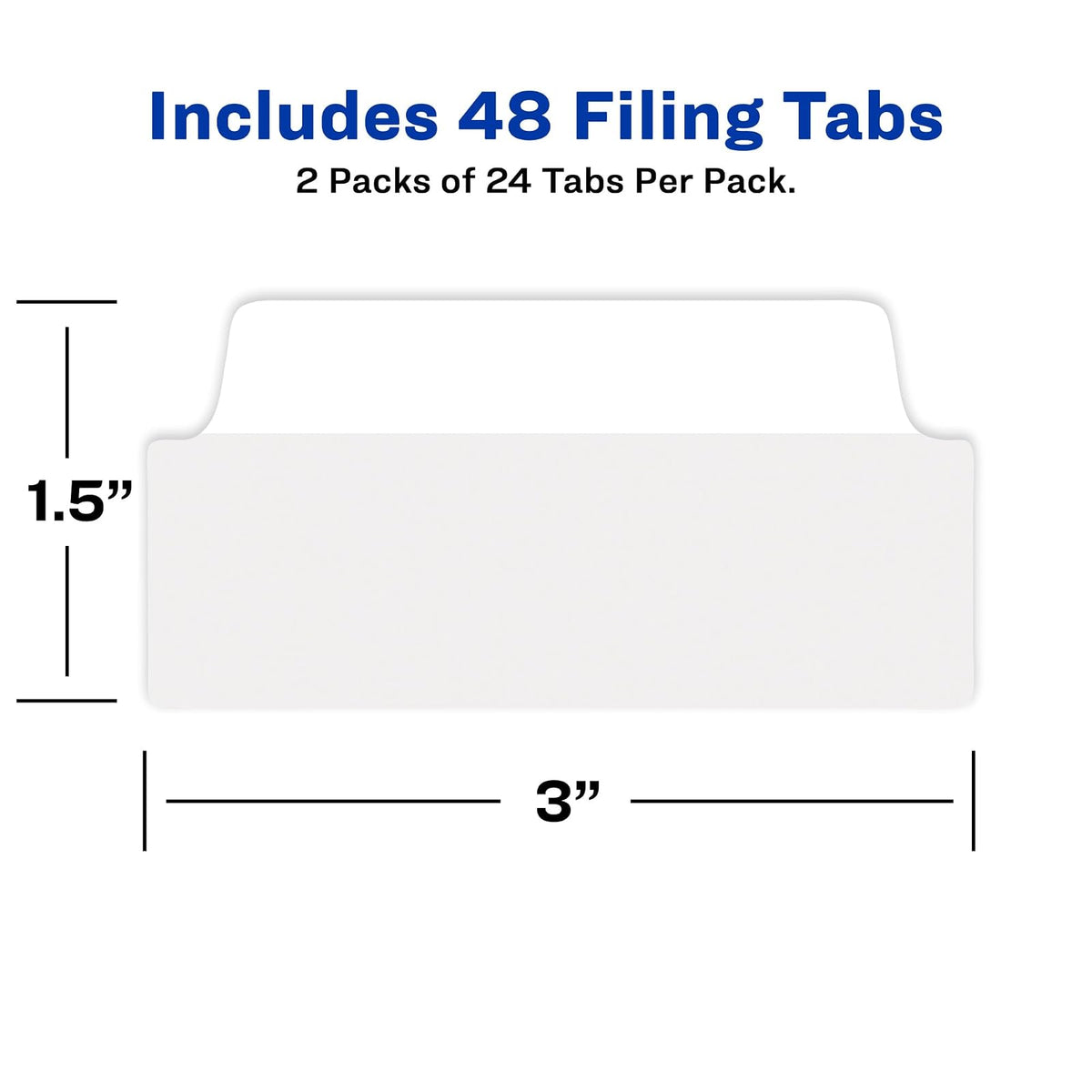 Avery Ultra Tabs, pestañas de archivo, 7.62 x 3.81 cm, escritura en 2 lados, blanco, autoadhesivas, 24 por paquete, 48 en total (2 unidades de 74776)