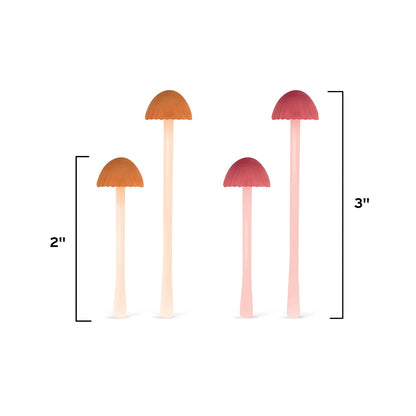 Fred Magic Sprout - Juego de 4 marcadores de mini-hongos – Dos tamaños y colores, silicona suave y flexible, divertido relleno de calcetines, regalo para amantes de los libros, profesores, regreso a