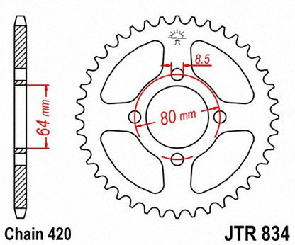 JT Sprockets JTR834.35 35T Piñón Trasero de Acero, Negro