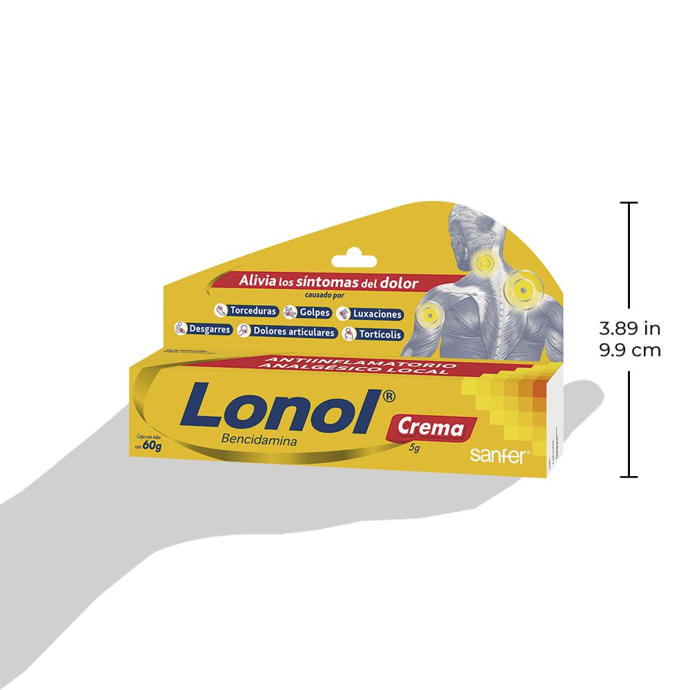 Lonol | Analgésico Tópico Antiinflamatorio | Bencidamina 3% | Dolor Muscular y Articular | Crema 30 g