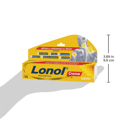 Lonol | Analgésico Tópico Antiinflamatorio | Bencidamina 3% | Dolor Muscular y Articular | Crema 30 g