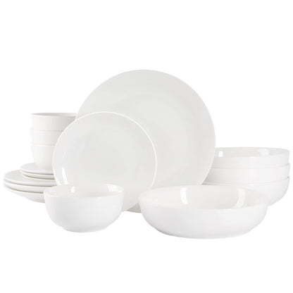 Gibson Home Oslo Juego de Vajilla de Porcelana 16 Piezas Blanco - Blanco (Gracious Dining) - Service for 4 (16pcs) - Juego de vajilla
