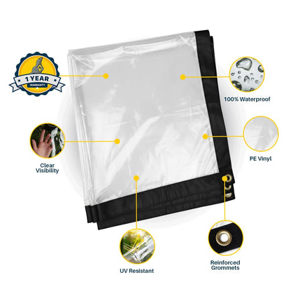 Seal Skin Covers Lona Transparente Impermeable de 12x20 Pies, 20 Mil, 18 OZ, 560 gsm, Lona de Vinilo Transparente de Alta Resistencia con Ojales