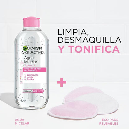 Kotex Toallitas Húmedas para Higiéne Íntima, 1 paquete con 56 piezas + Garnier Skin Active Agua micelar desmaquillante, 400ml