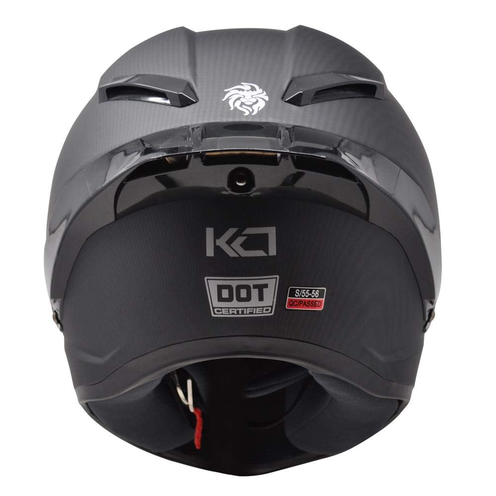 KOV KC1 Casco Integral de Moto Certificado Dot, Estilo Carbono Deportivo, Talla M