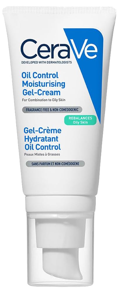 CeraVe Oil Control Gel-Crema Hidratante y Matificante para Piel Grasa 52ml | Hidrata y Controla el Brillo hasta por 8 Horas, con Ácido Hialurónico