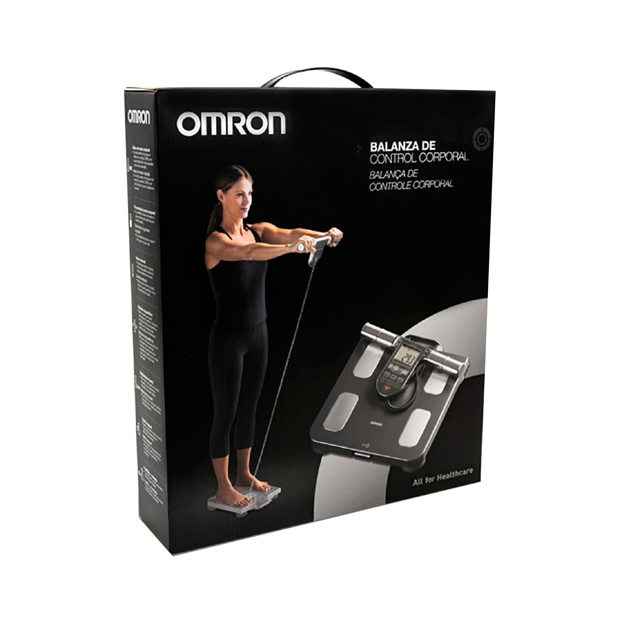 OMRON Báscula Corporal Digital HBF-514C, 7 Indicadores de Salud | 7 indicadores: IMC, metabolismo basal, grasa visceral, % músculo esquelético. 4 perfiles + invitado. Memoria 1/7/30/90 días.