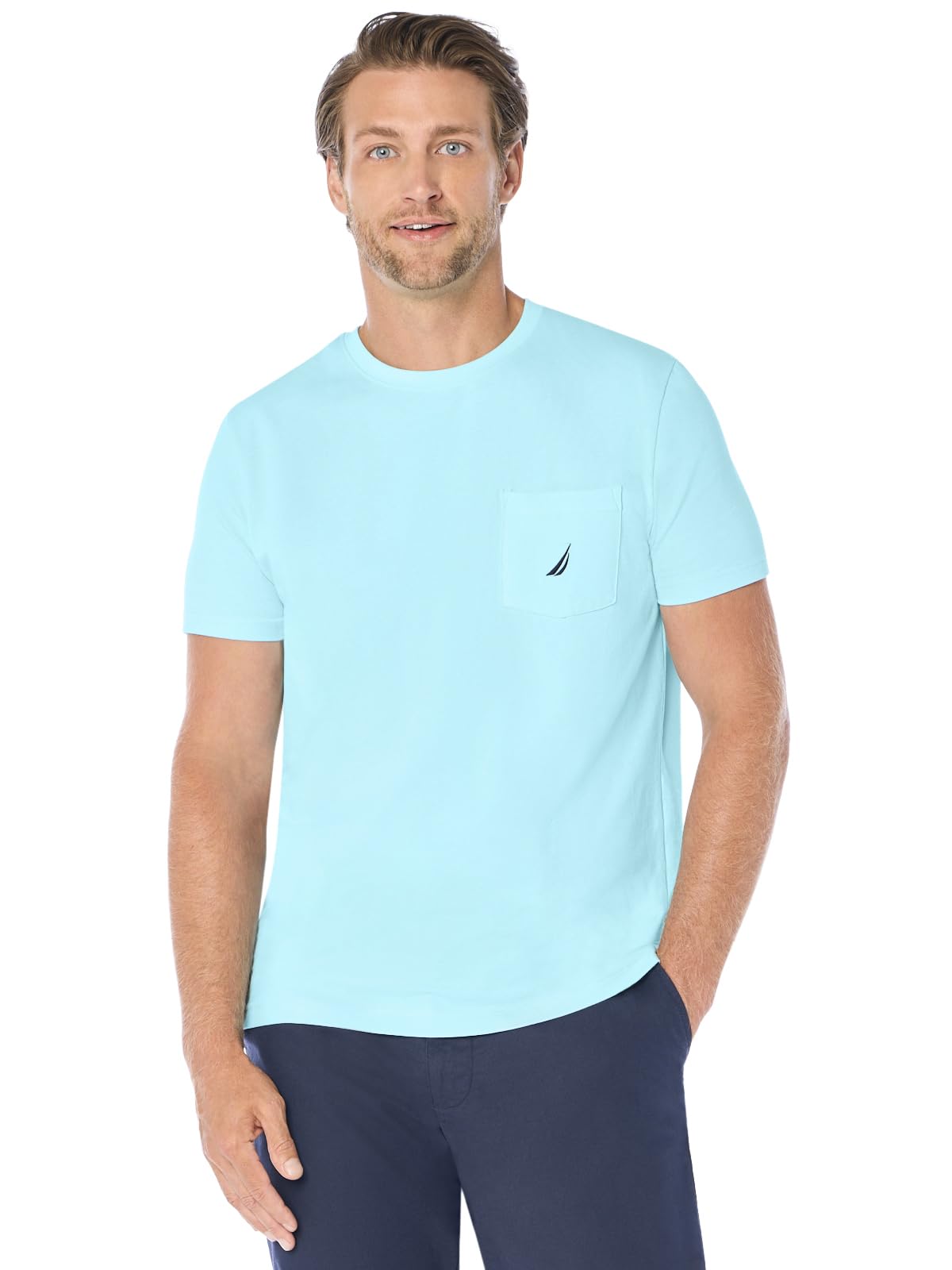 Nautica Playera con Bolsillo para Hombre - CH - Azul aguamarina brillante.