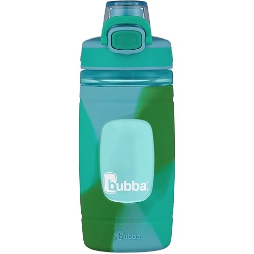 bubba. Flo Kids Botella de agua, 16 onzas, hielo de vidrio con caramelo de roca y lavado de color kiwi
