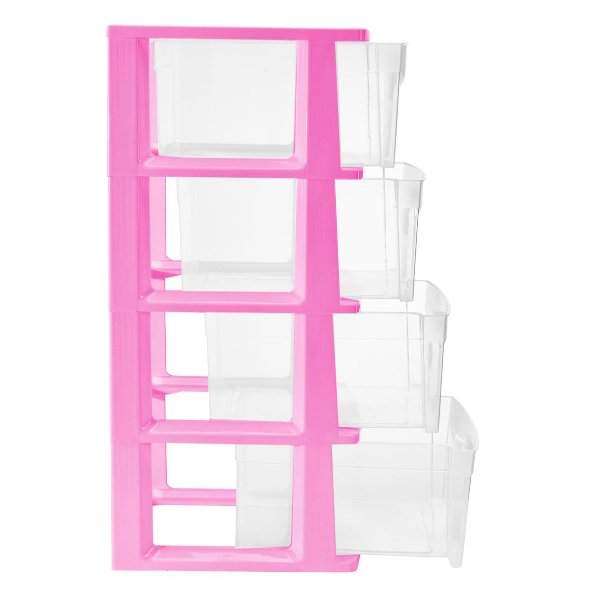 Italhome Cajonera ONYX 4 de Plástico Rosa con 4 Cajones Transparentes, Organizador Multiusos para Recámara, Oficina o Cocina