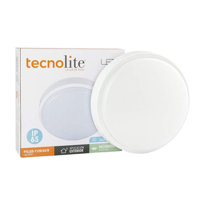 Tecnolite Lámpara Plafón LED de Techo Zona Costera 18PTLLEDC65MVB, 18 W, Luz de Día, IP65, IK08, No Atenuable, Blanco