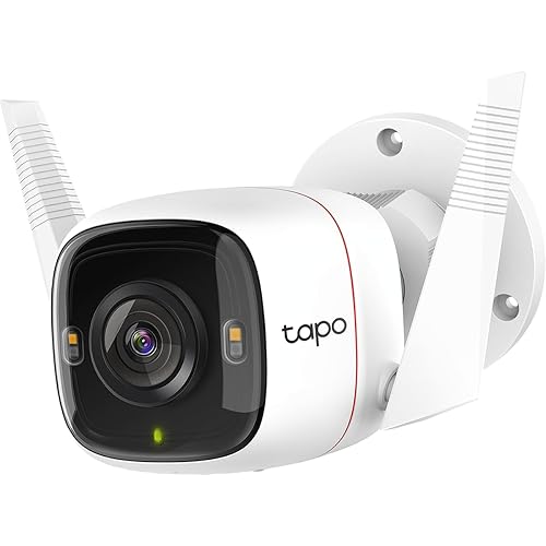 TP-Link Tapo C320WS Cámara de Seguridad WiFi Exterior - Resolución 2K - Cobertura 360° - Visión Nocturna a Color - Detección de Movimiento - Alarma de Luz y Sonido - 512GB - App Tapo - Protección IP66