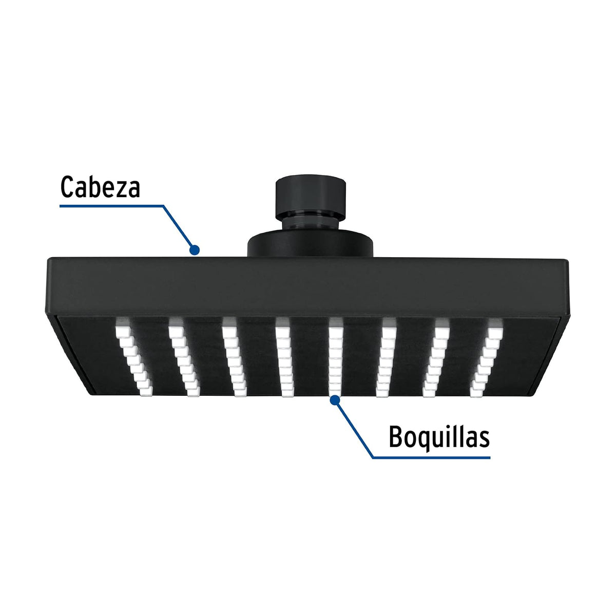Foset Aqua R-404SM Regadera cuadrada ABS 6" acabado negro mate sin brazo