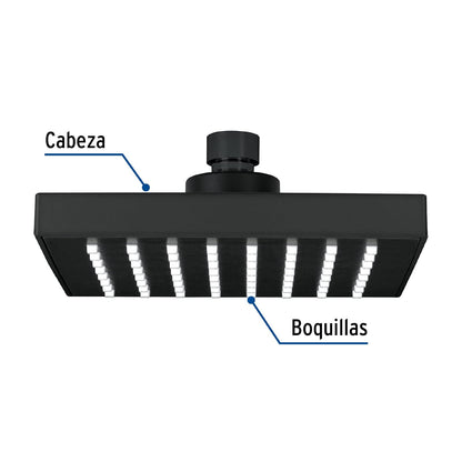 Foset Aqua R-404SM Regadera cuadrada ABS 6" acabado negro mate sin brazo