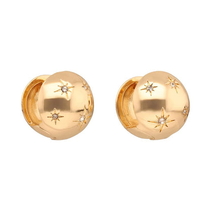 Anne Klein Aretes Botón Dorado Shimmer & Shine | Circular, 1 par, cierre poste, pequeño