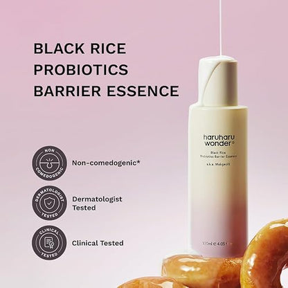 haruharu Wonder Black Rice Probiotics Barrier Essence, 4.05 fl.oz, Skin Flooding & Layering, Strengthens Skin Barrier, Moisturizes, Glowy Radiant Skin, Non-Comedogenic, Vegan Korean Skincare