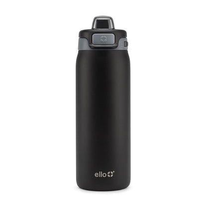 Ello Kids Pop & Fill Botella de Agua Infantil de Acero Inoxidable - Negro (Tonal Black)