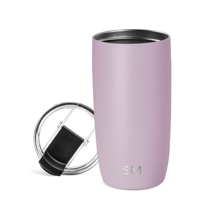 Simple Modern Voyager - Taza de Viaje con Tapa Abatible, Acero Inoxidable, Popotes Incluidos - 470ml - -Lavender Mist