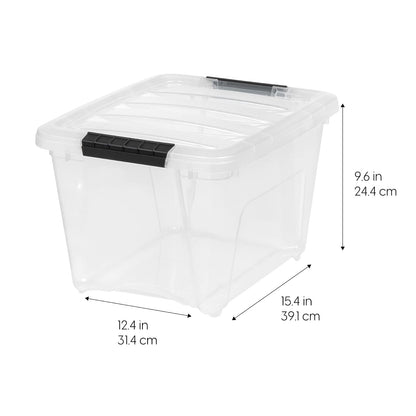 IRIS USA 6 Contenedores de 19 Qt con Tapa, Transparentes | Diseño transparente para ver el contenido fácilmente. Ideal para ropa de cama, decoración y clóset. Diseño anidable.