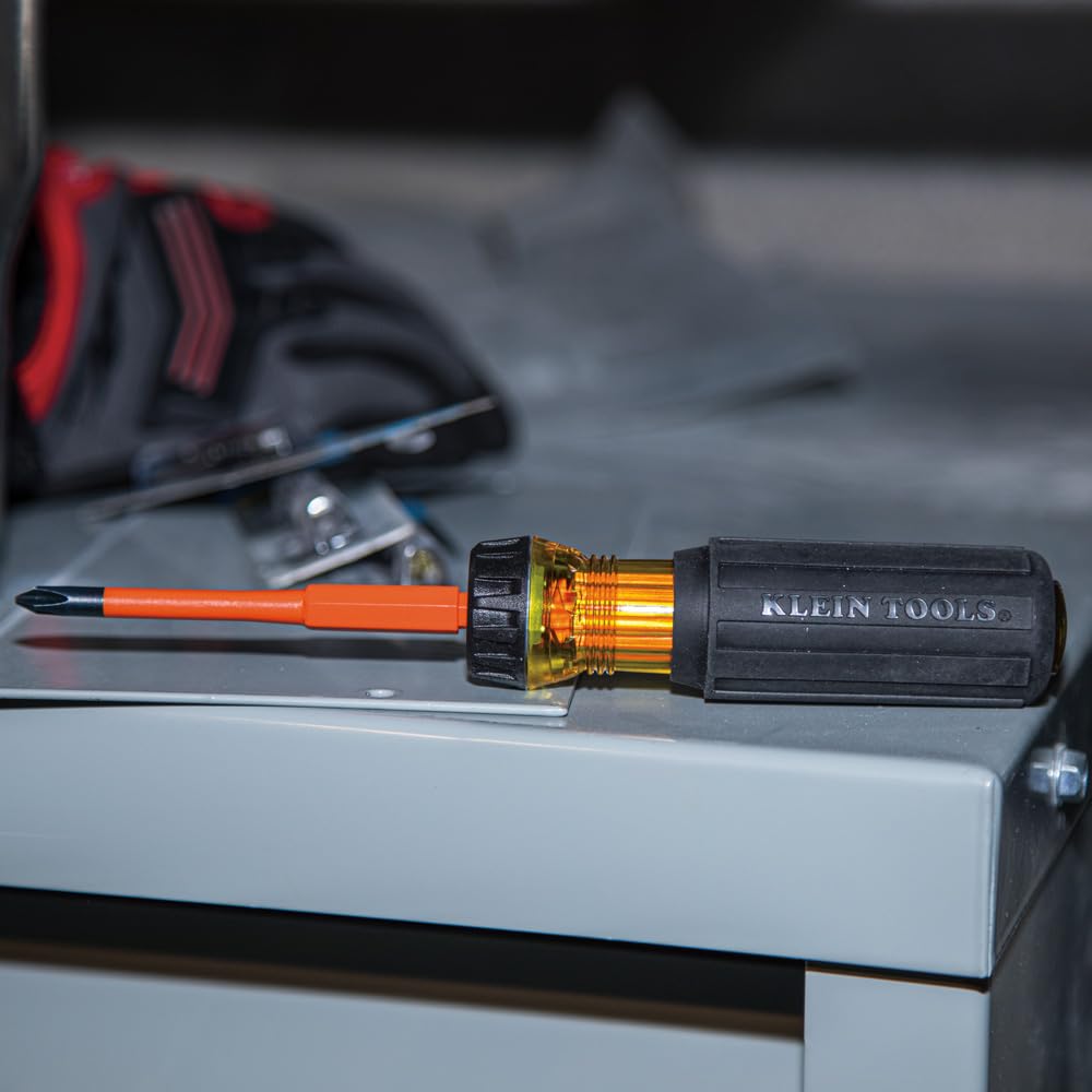 Klein Tools 32293 Desarmador con aislamiento y barra de dos puntas, 2 en 1, con punta Phillips n.º 2 y ranurada de 0,6 cm