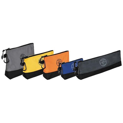 Klein Tools 55569 - Bolsa de Herramientas con Cierre y mosquetones, Parte Inferior Reforzada, Resistente al Agua 1680d, Paquete de 5 tamaños
