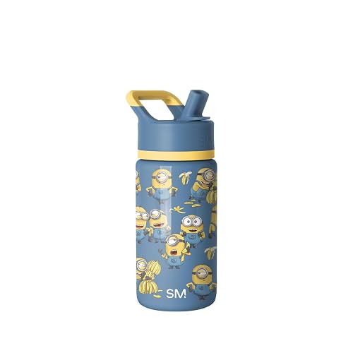 Simple Modern Kids Summit - Botella de agua con tapa de popote, vaso aislado de acero inoxidable de 14 onzas, para niñas, niños, escuela, Minions Unite