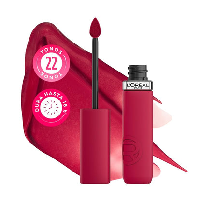 L’Oréal Paris Infaillible Le Matte Resistance Labial Líquido de Larga Duración por 16H, a Prueba de Agua, Color Intenso, con Ácido Hialurónico, Tono Wine Not