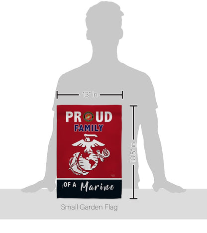 Breeze Decor Bandera de jardín de la familia orgullosa de las Fuerzas Armadas del Cuerpo de Marines USMC Semper Fi de los Estados Unidos de América, Militar de veteranos de jubilación oficial para la casa de jubilación, regalo de doble cara, fabricado en 