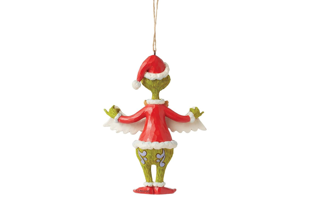 Enesco Dr. Seuss Grinch by Jim Shore Santa Grinch Holding Merry Christmas Banner Colgante Ornamento Colgante, Hecho a Mano, Pintado a Mano, Adornos coleccionables para árbol de Navidad, Regalo de