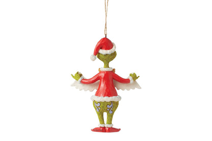 Enesco Dr. Seuss Grinch by Jim Shore Santa Grinch Holding Merry Christmas Banner Colgante Ornamento Colgante, Hecho a Mano, Pintado a Mano, Adornos coleccionables para árbol de Navidad, Regalo de