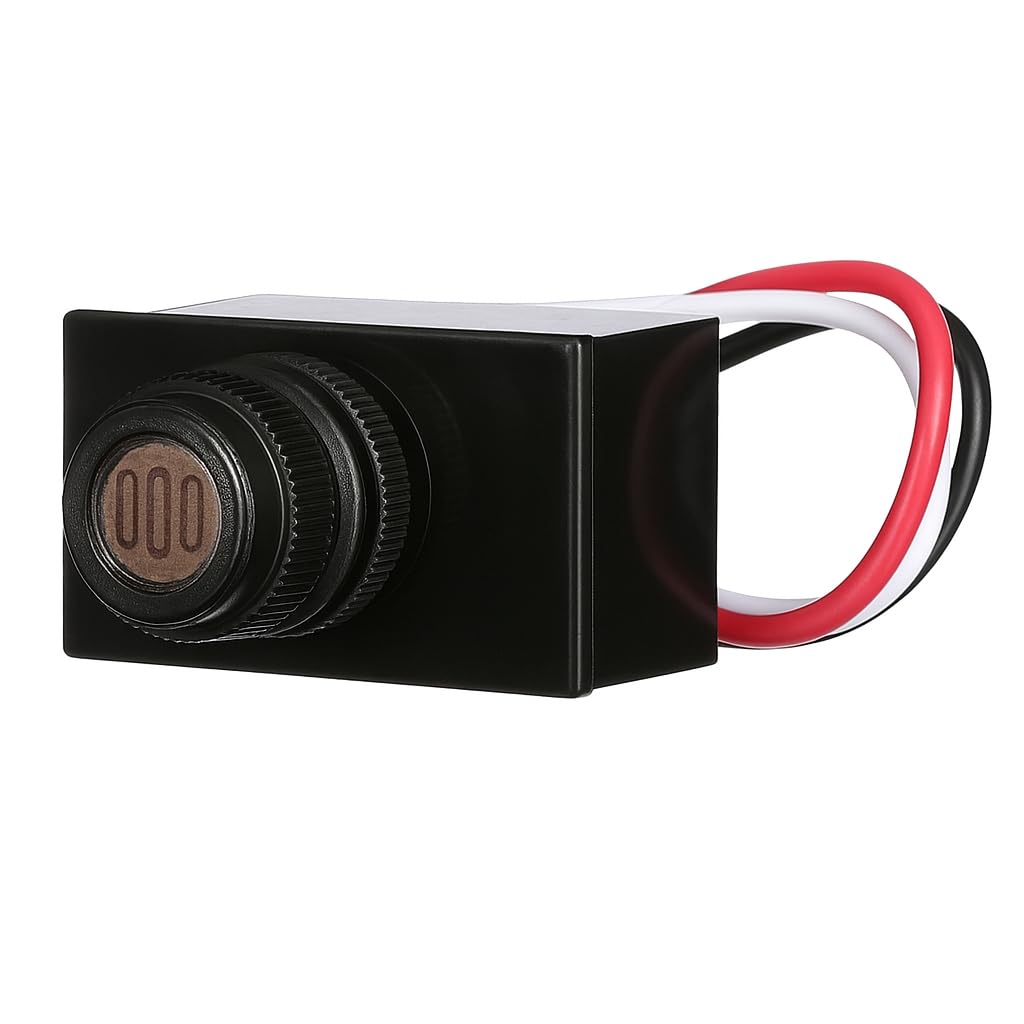Woods 59408WD - Control de luz de poste con cable duro para exteriores con sensor de luz de fotocélula