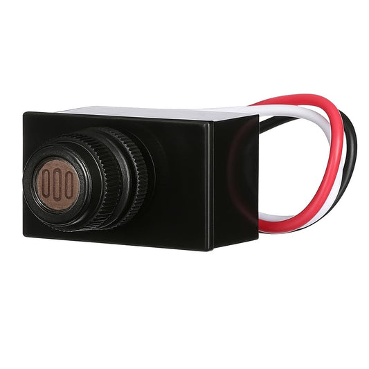 Woods 59408WD - Control de luz de poste con cable duro para exteriores con sensor de luz de fotocélula