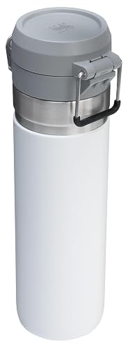 STANLEY Quick Flip GO Botella de 24 onzas, Frost | Tapa de botón | Plegable para viajes y deportes | Botella de agua a prueba de fugas | Acero inoxidable aislado | Sin BPA