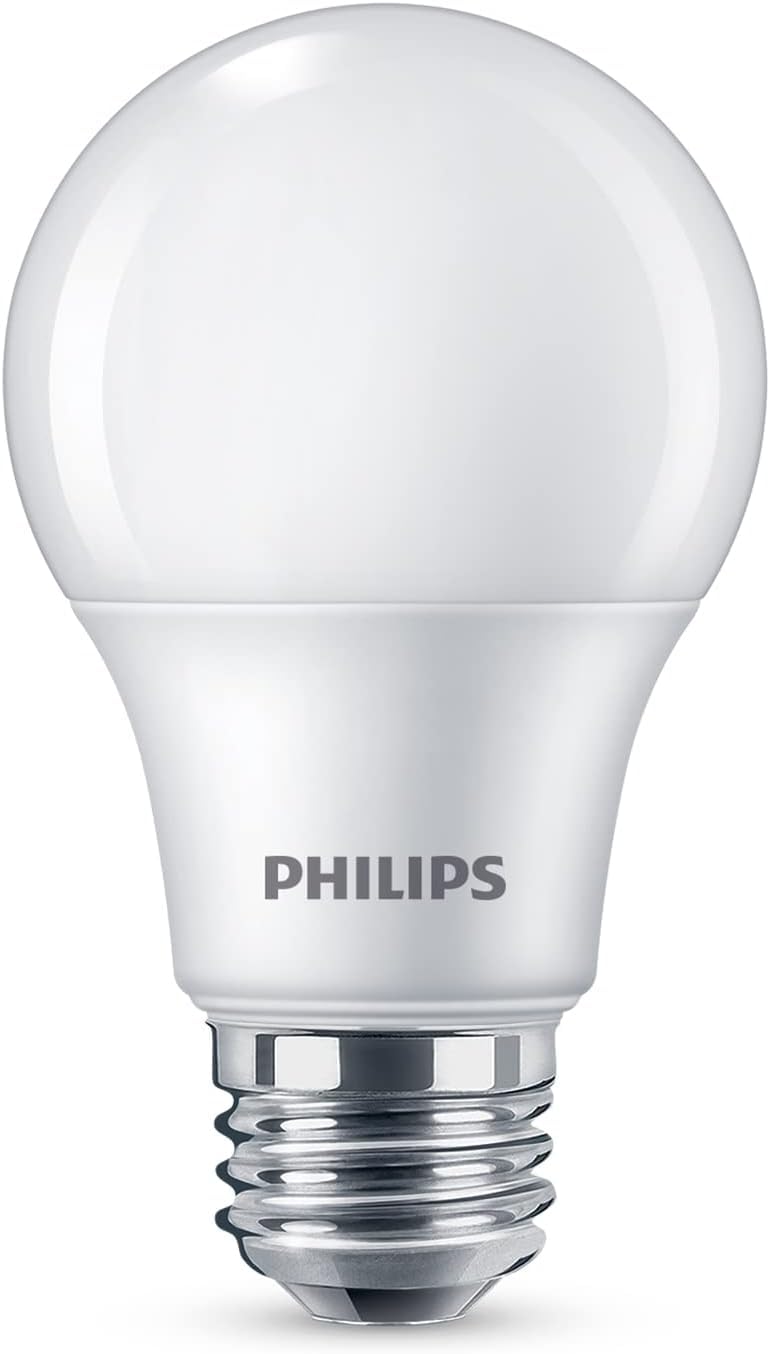 PHILIPS - foco LED básica esmerilada no regulable A19, tecnología EyeComfort, 1500 lúmenes, blanco suave (2700 K), 14 W = 100 W, base E26, certificado por título 20, interior, paquete de 4