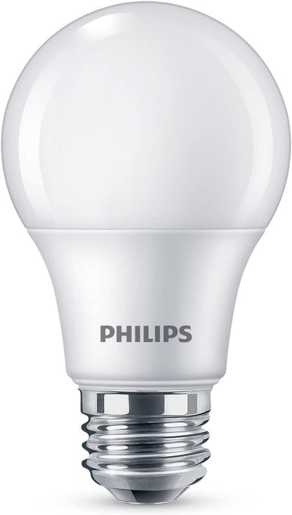 PHILIPS - foco LED básica esmerilada no regulable A19, tecnología EyeComfort, 1500 lúmenes, blanco suave (2700 K), 14 W = 100 W, base E26, certificado por título 20, interior, paquete de 4