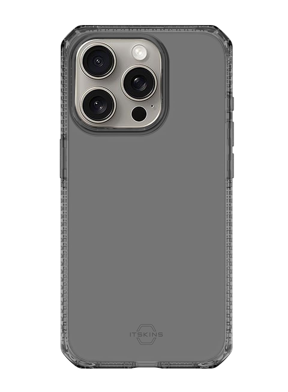 ItSkins Spectrum R Clear Funda Compatible con iPhone 15 Pro, Protección Caídas 3m, Bordes Elevados, Tecnología Antimicrobiana - Humo