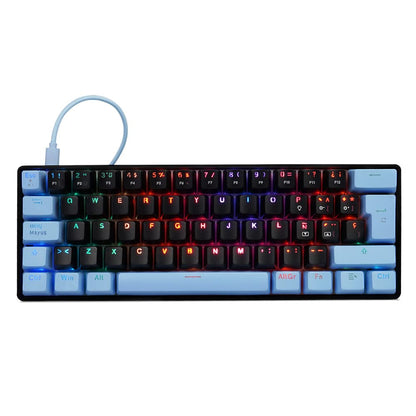 GAME FACTOR Teclado Gamer Mecánico Kbg560 60% Switch Blue Gateron RGB Anti Ghosting Negro