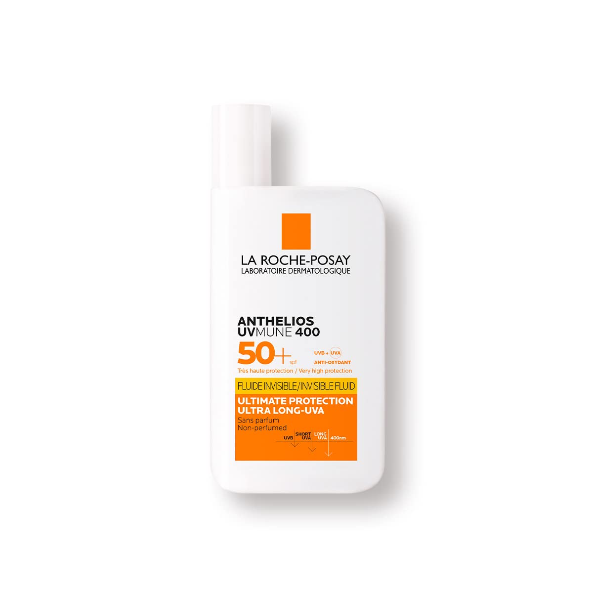La Roche-Posay Anthelios UVMune 400 Fluido Invisible FPS 50+, Protector Solar, con Mexoryl 400, para Todo Tipo de Piel, Textura Ligera, Apto para Uso Diario, 50 ml