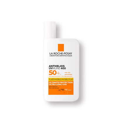 La Roche-Posay Anthelios UVMune 400 Fluido Invisible FPS 50+, Protector Solar, con Mexoryl 400, para Todo Tipo de Piel, Textura Ligera, Apto para Uso Diario, 50 ml
