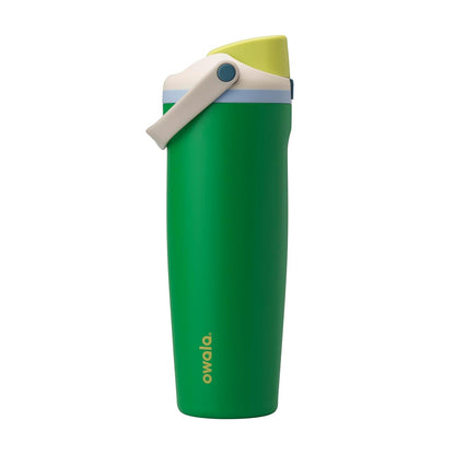 Owala FreeSip Sway Botella de agua aislada de acero inoxidable con boquilla bidireccional, popote integrado y asa tipo cubo, 30 oz, libre de BPA, a prueba de fugas, Putt verde