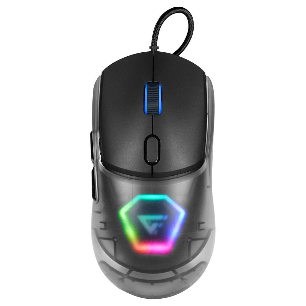 GAME FACTOR MOG530-BK Mouse Gamer, Sensor Pixart 3327, 12000 dpi, RGB, 3 Carcasas Intercambiables, Cable 1.8m, 10M Clics, Polling Rate 1000Hz, Ideal para Juegos PC Color Negro
