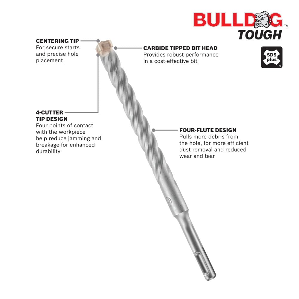 Bosch HC4C2088 1/2" x 24 pulgadas. SDS-Plus Bulldog - Broca de martillo giratorio resistente